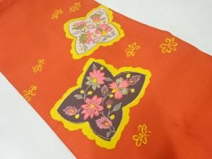 リサイクル　草花模様織出し名古屋帯